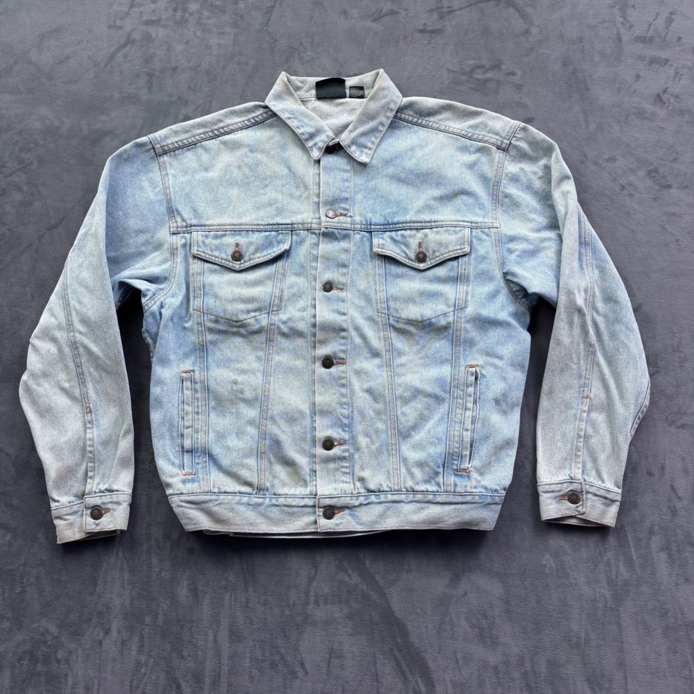 Vintage Stefano Man Denim Jacket Light Wash Blue Cotton Trucker Mens Medium